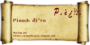 Plesch Örs névjegykártya